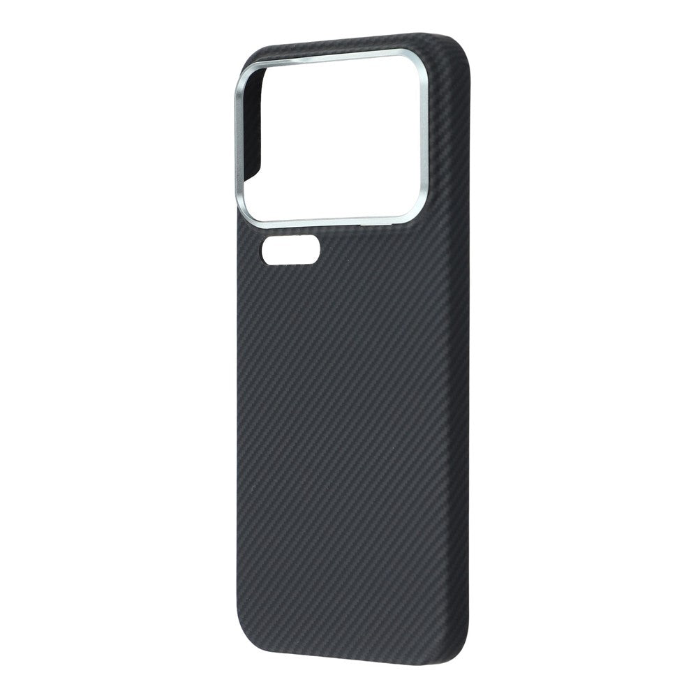 For Xiaomi 17 Pro Max Magnetic Case Aramid Fiber 600D Fine Texture Phone Cover Metal Lens Frame - Black