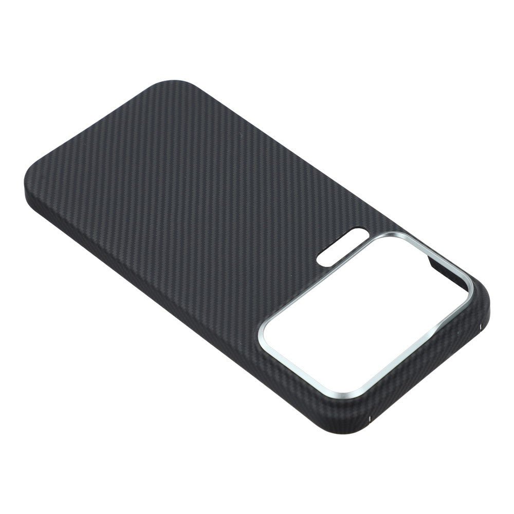 For Xiaomi 17 Pro Max Magnetic Case Aramid Fiber 600D Fine Texture Phone Cover Metal Lens Frame - Black