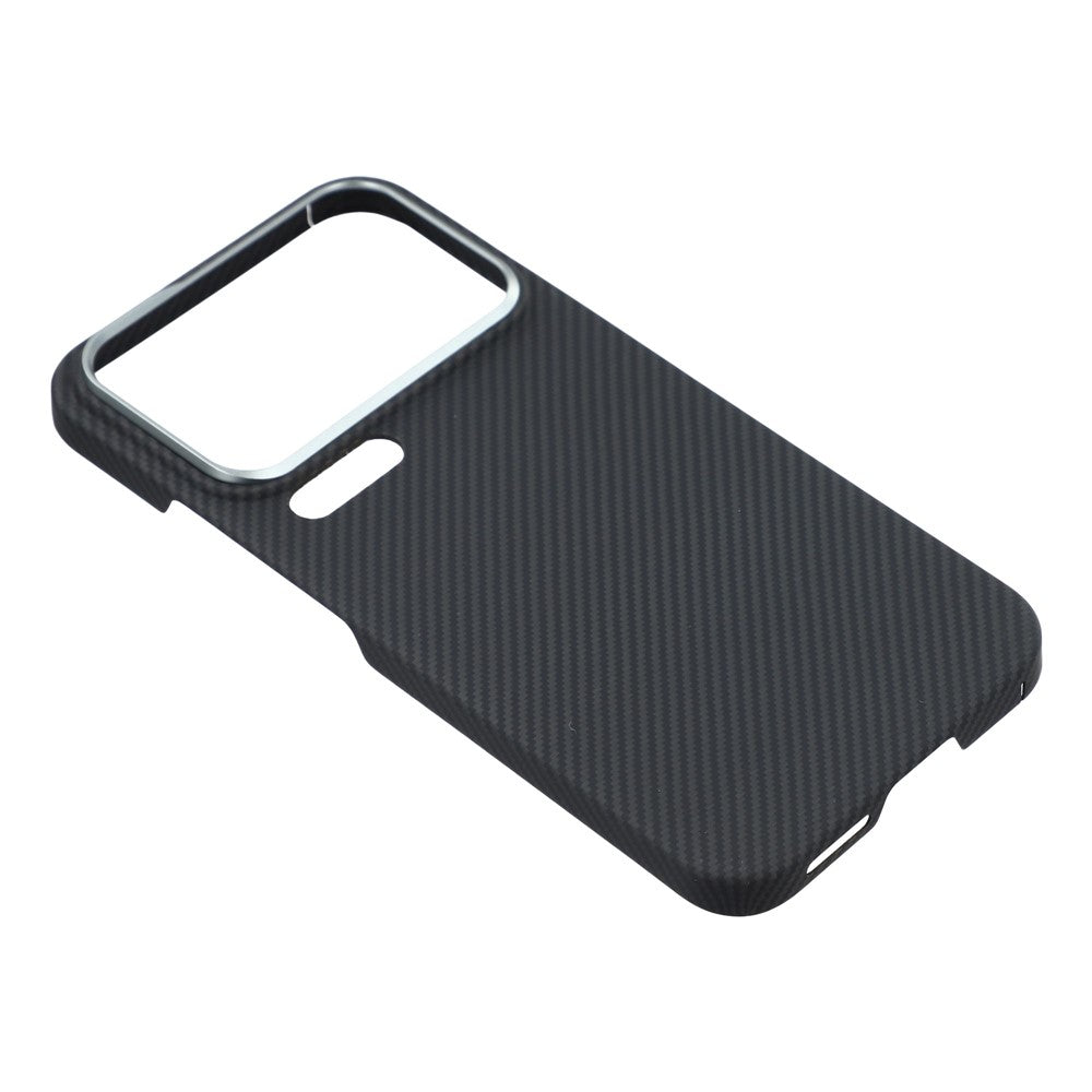 For Xiaomi 17 Pro Max Magnetic Case Aramid Fiber 600D Fine Texture Phone Cover Metal Lens Frame - Black