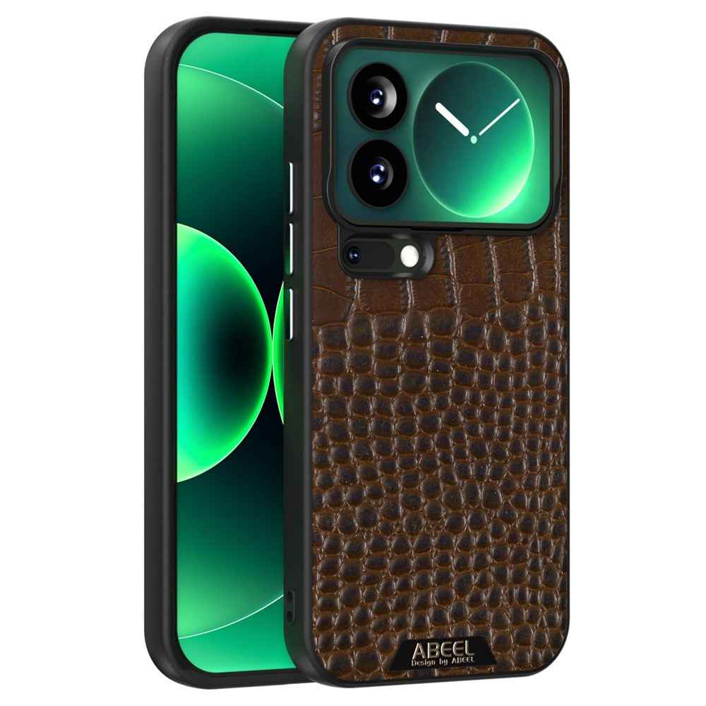 ABEEL For Xiaomi 17 Pro Magnetic Case Crocodile Texture Micro-Embossing Back Cover - Coffee