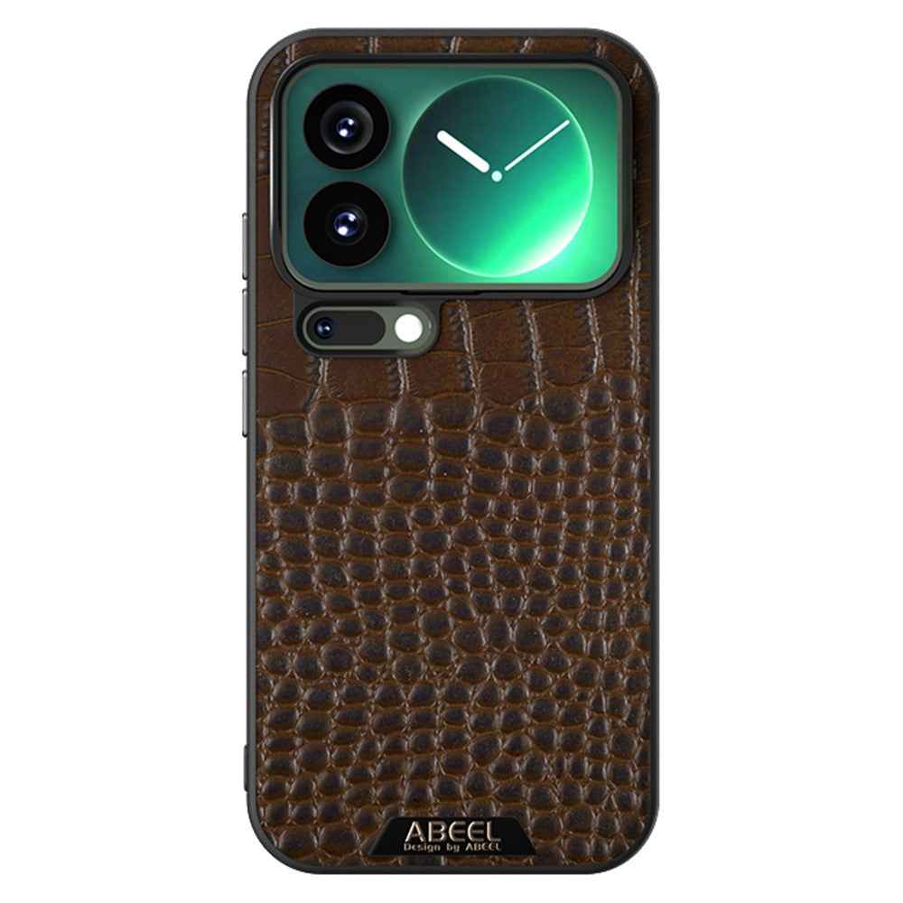ABEEL For Xiaomi 17 Pro Magnetic Case Crocodile Texture Micro-Embossing Back Cover - Coffee