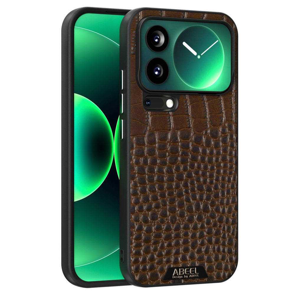 ABEEL For Xiaomi 17 Pro Max Magnetic Case Crocodile Texture Micro-Embossing Back Cover - Coffee