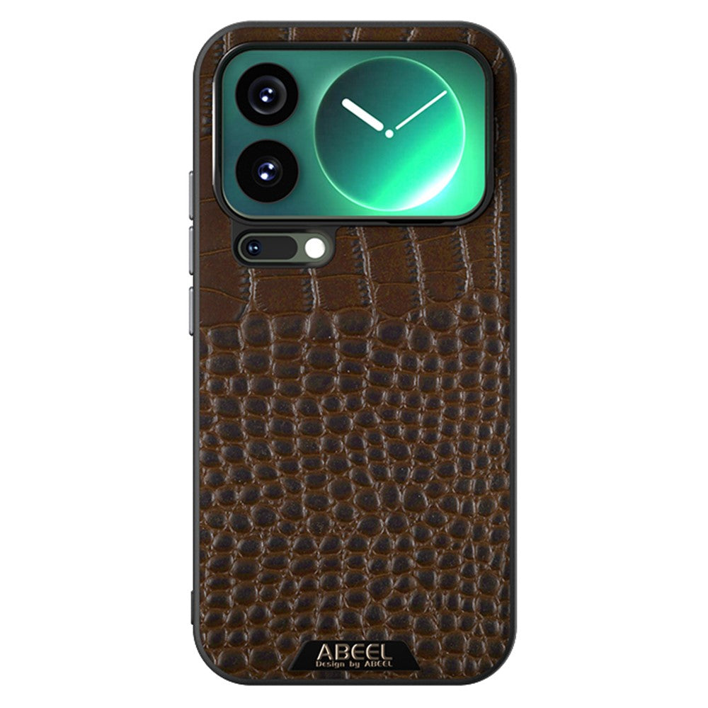 ABEEL For Xiaomi 17 Pro Max Magnetic Case Crocodile Texture Micro-Embossing Back Cover - Coffee