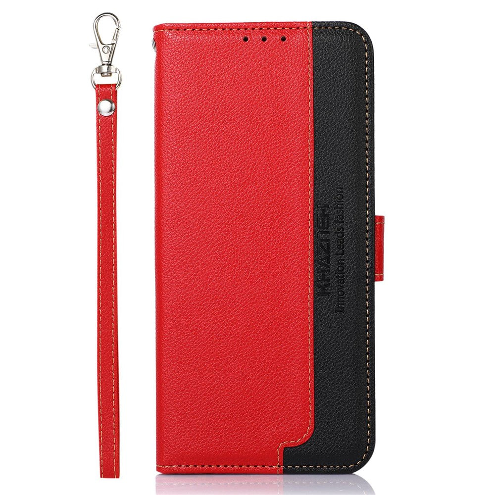 KHAZNEH For Xiaomi Redmi Note 15 Pro 5G (Global) Case RFID Blocking Wallet Litchi Texture PU Leather Phone Cover with Strap - Red