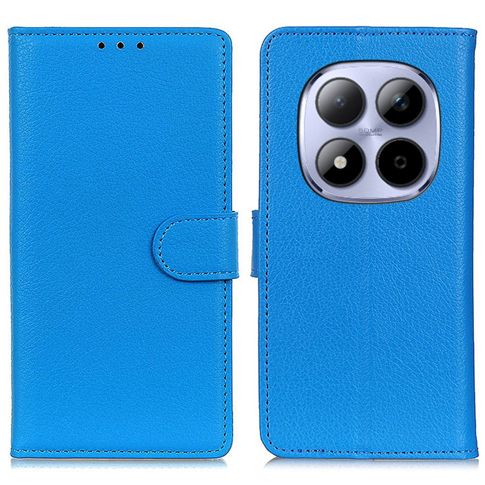 For Xiaomi Redmi Note 15 Pro 5G (Global) Wallet Case PU Leather Phone Cover Litchi Texture - Blue