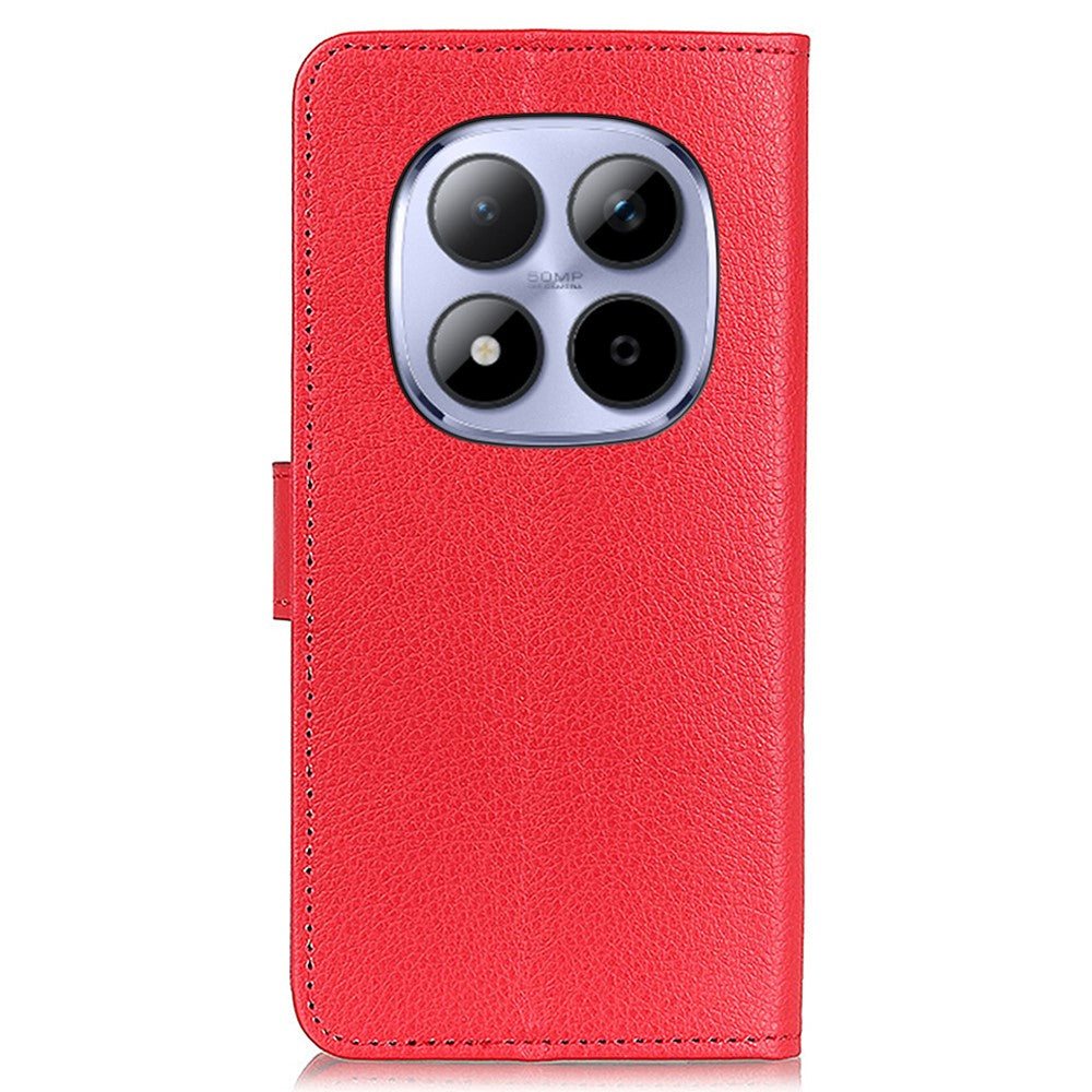 For Xiaomi Redmi Note 15 Pro 5G (Global) Wallet Case PU Leather Phone Cover Litchi Texture - Red