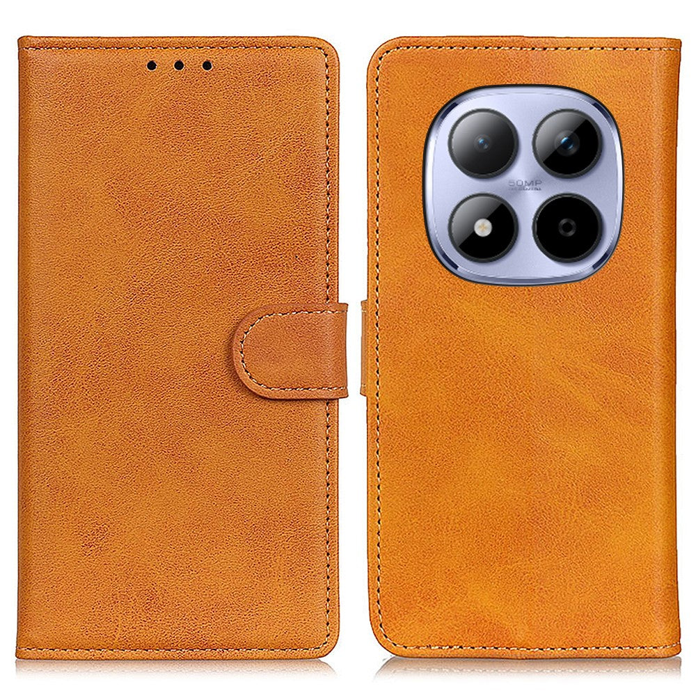 For Xiaomi Redmi Note 15 Pro 5G (Global) Case Cowhide Texture Leather Wallet Stand Phone Cover - Brown