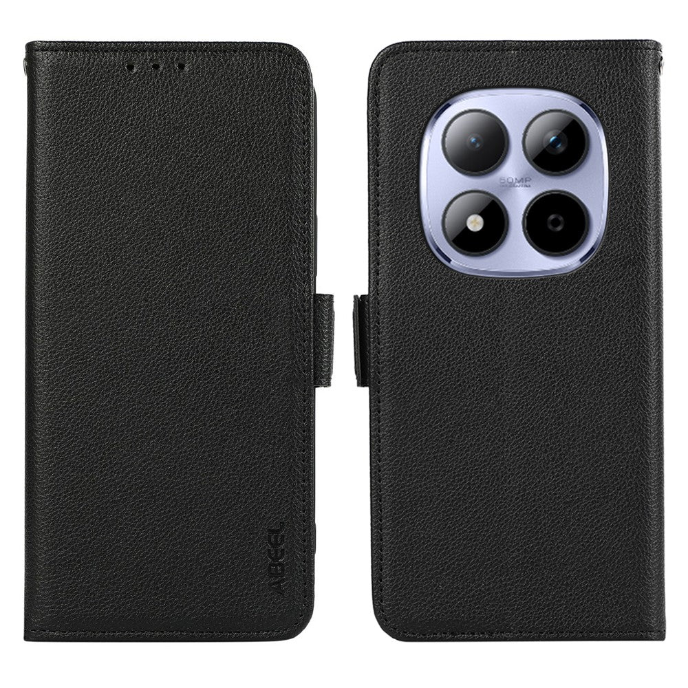 ABEEL For Xiaomi Redmi Note 15 Pro 5G (Global) Case Litchi Texture Leather RFID Blocking Phone Cover - Black