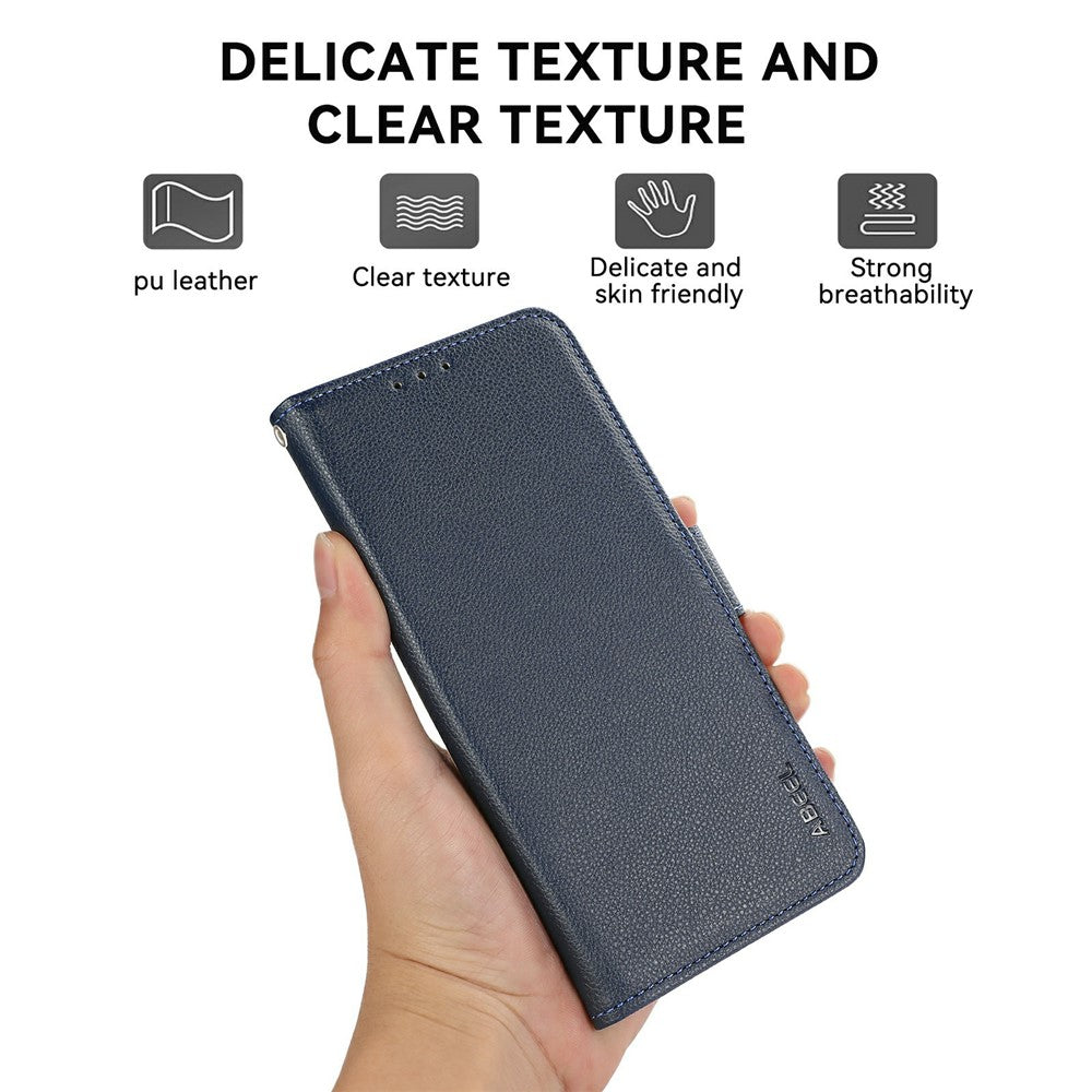 ABEEL For Xiaomi Redmi Note 15 Pro 5G (Global) Case Litchi Texture Leather RFID Blocking Phone Cover - Blue
