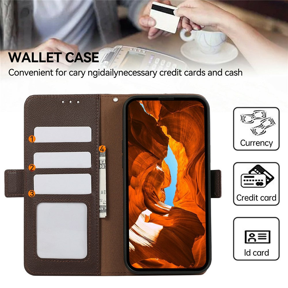 ABEEL For Xiaomi Redmi Note 15 Pro 5G (Global) Case Litchi Texture Leather RFID Blocking Phone Cover - Brown