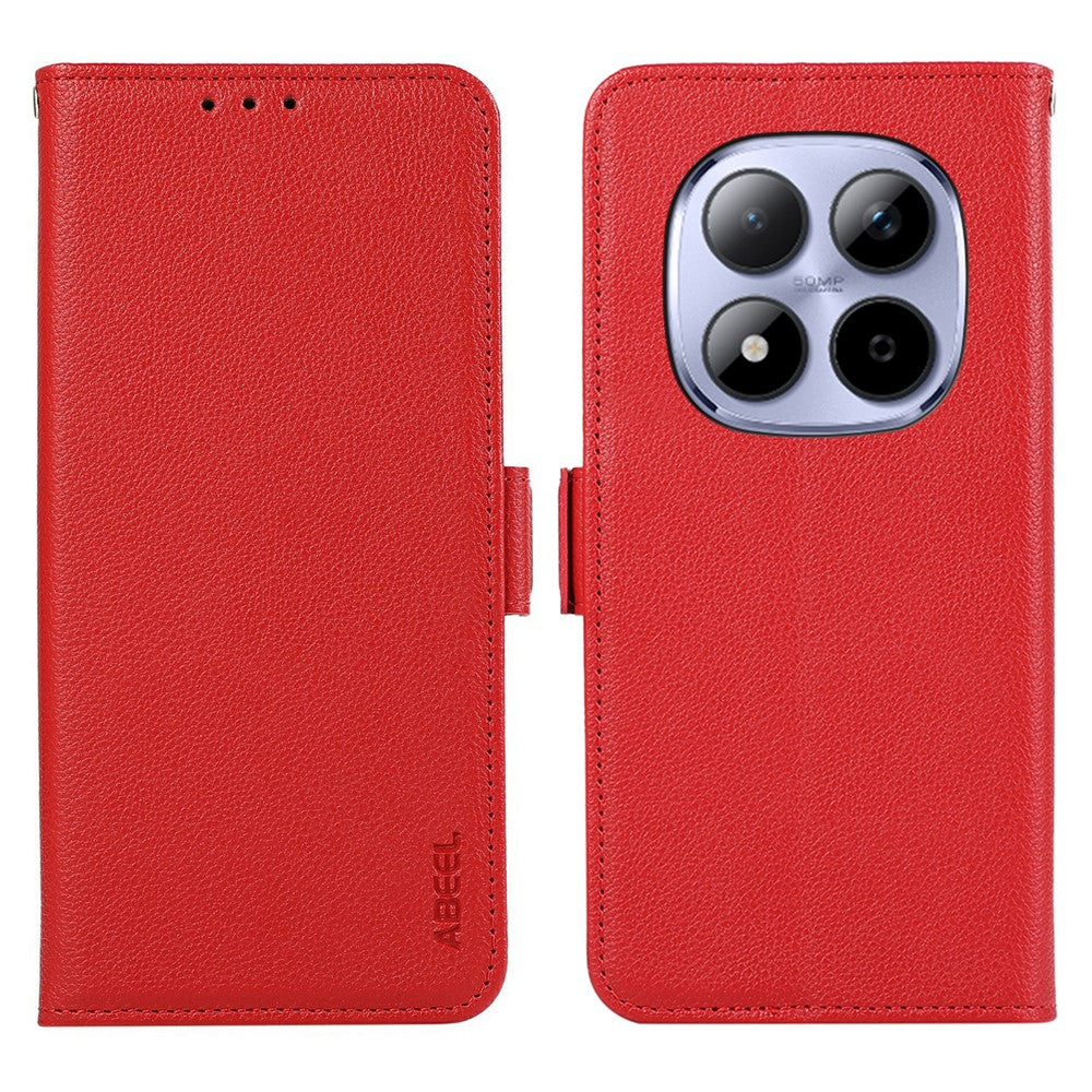 ABEEL For Xiaomi Redmi Note 15 Pro 5G (Global) Case Litchi Texture Leather RFID Blocking Phone Cover - Red