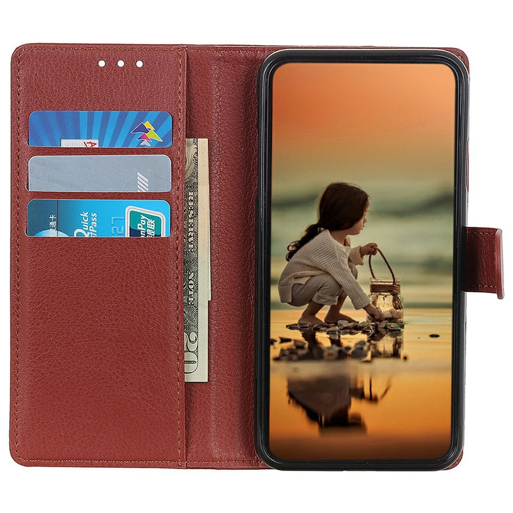 For Xiaomi Poco M8 Pro 5G / Redmi Note 15 Pro+ 5G (Global) Wallet Case PU Leather Phone Cover Litchi Texture - Brown