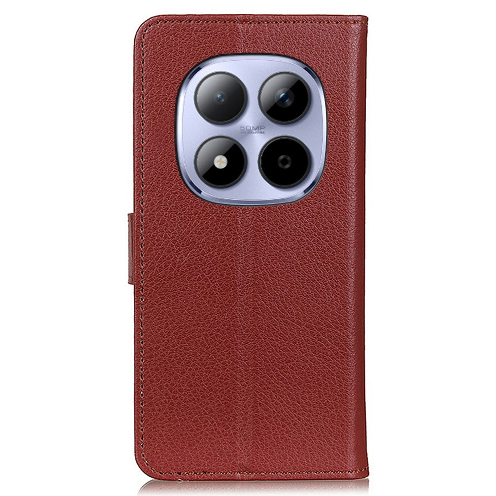For Xiaomi Poco M8 Pro 5G / Redmi Note 15 Pro+ 5G (Global) Wallet Case PU Leather Phone Cover Litchi Texture - Brown