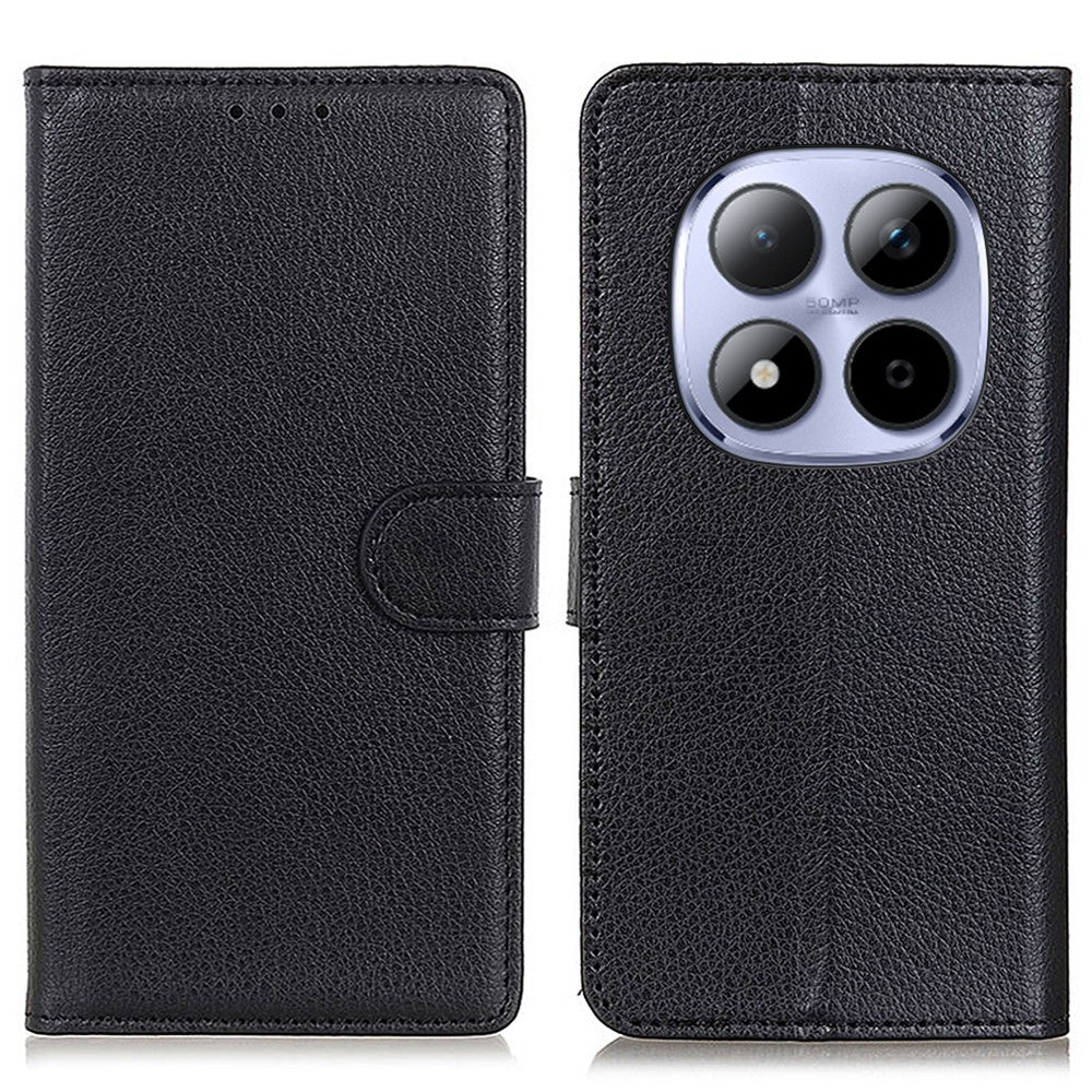 For Xiaomi Poco M8 Pro 5G / Redmi Note 15 Pro+ 5G (Global) Wallet Case PU Leather Phone Cover Litchi Texture - Black