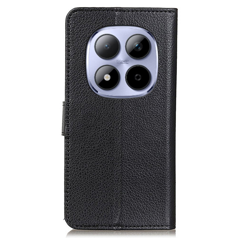 For Xiaomi Poco M8 Pro 5G / Redmi Note 15 Pro+ 5G (Global) Wallet Case PU Leather Phone Cover Litchi Texture - Black