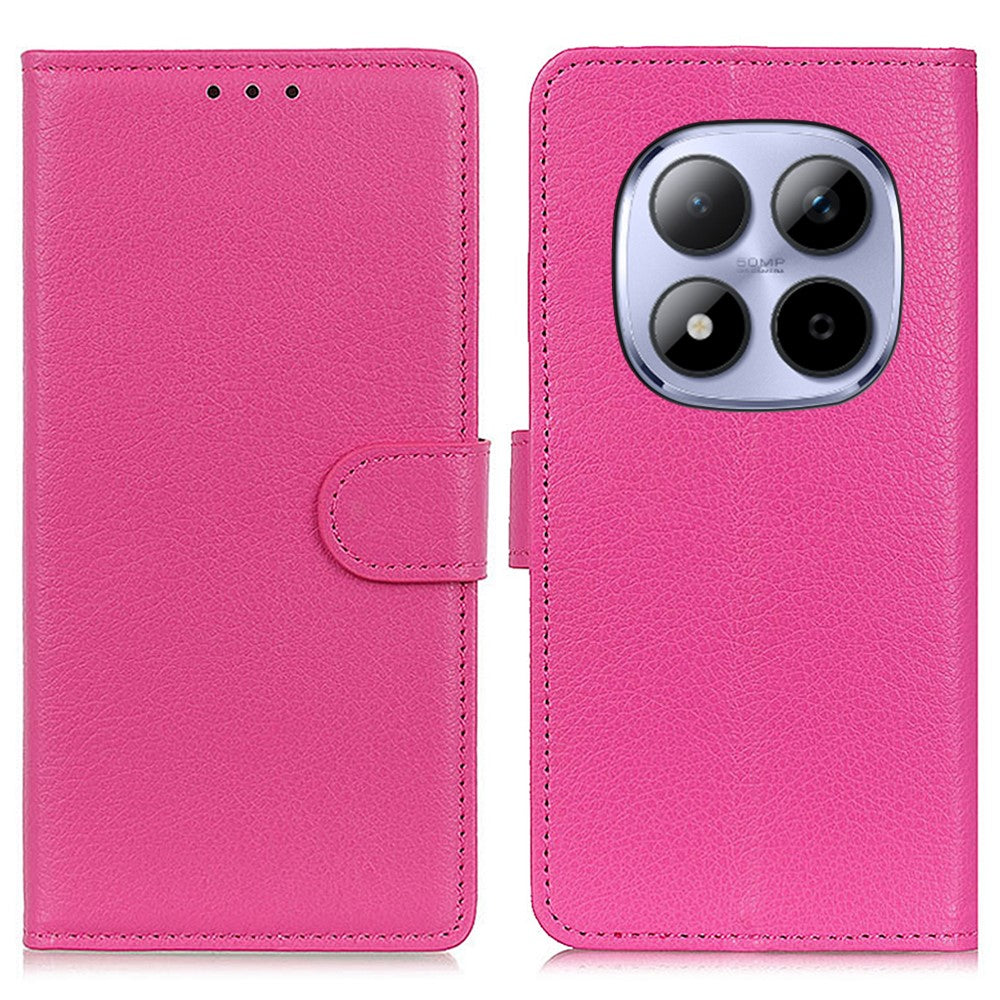 For Xiaomi Poco M8 Pro 5G / Redmi Note 15 Pro+ 5G (Global) Wallet Case PU Leather Phone Cover Litchi Texture - Rose