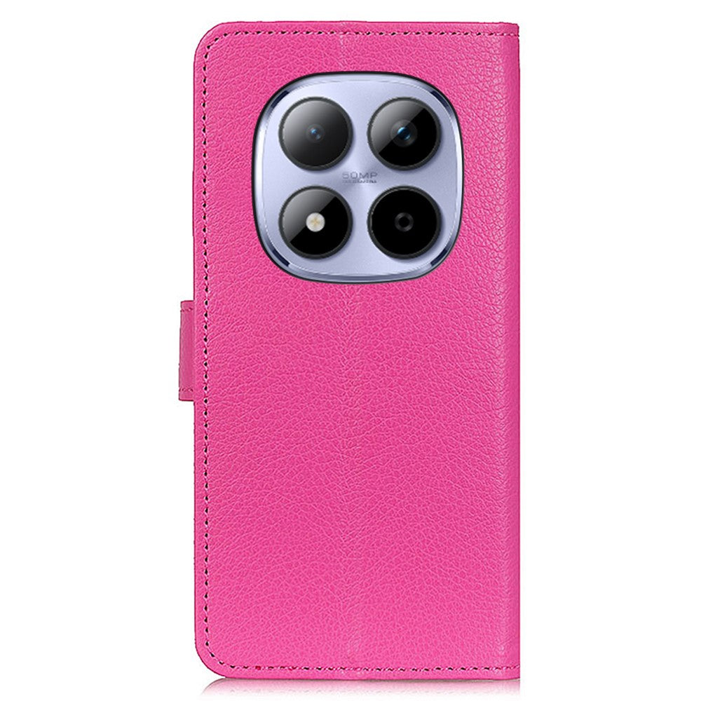 For Xiaomi Poco M8 Pro 5G / Redmi Note 15 Pro+ 5G (Global) Wallet Case PU Leather Phone Cover Litchi Texture - Rose