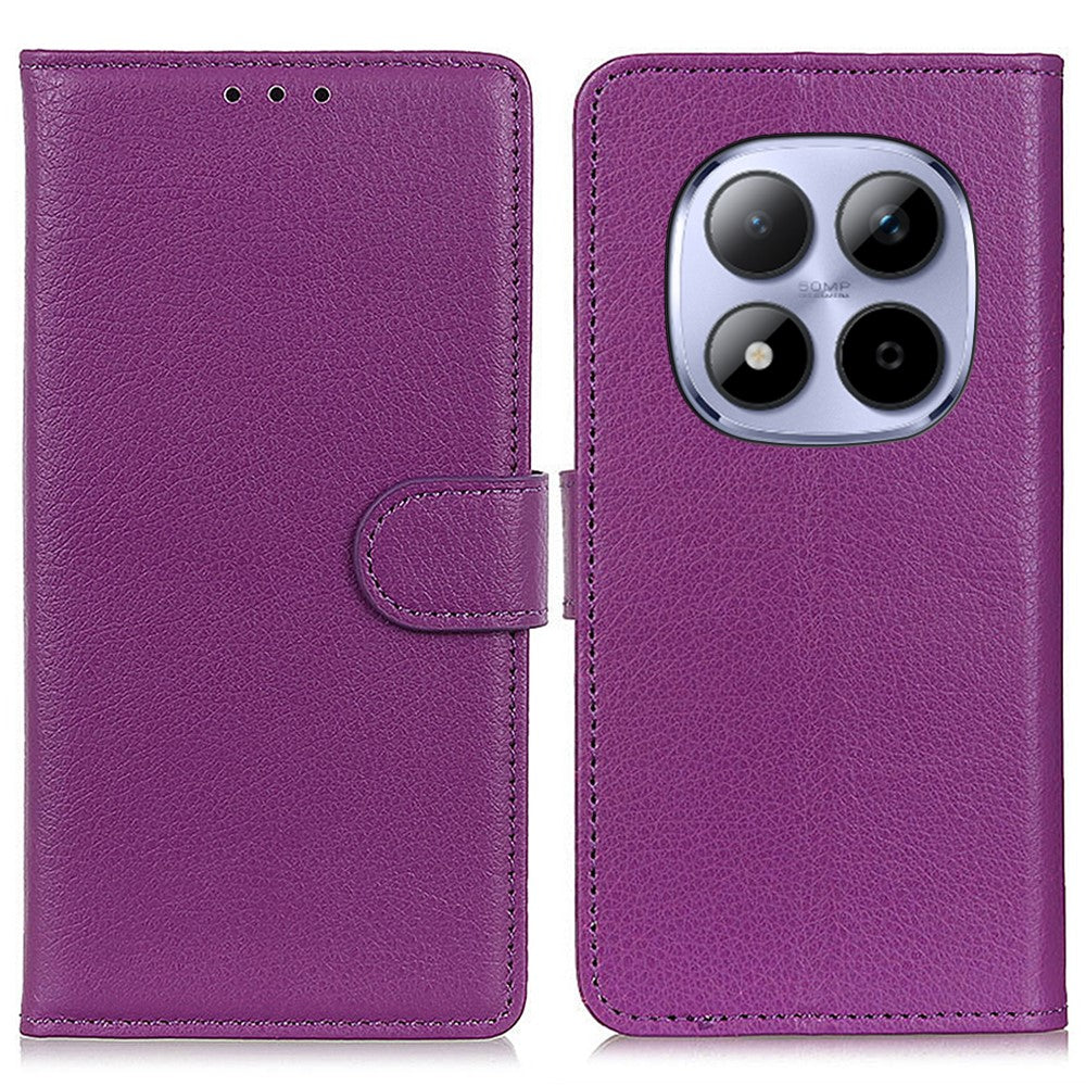 For Xiaomi Poco M8 Pro 5G / Redmi Note 15 Pro+ 5G (Global) Wallet Case PU Leather Phone Cover Litchi Texture - Purple