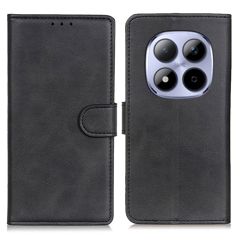 For Xiaomi Poco M8 Pro 5G / Redmi Note 15 Pro+ 5G (Global) Case Cowhide Texture Leather Wallet Stand Phone Cover - Black