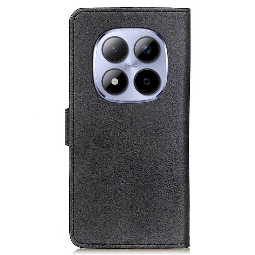 For Xiaomi Poco M8 Pro 5G / Redmi Note 15 Pro+ 5G (Global) Case Cowhide Texture Leather Wallet Stand Phone Cover - Black
