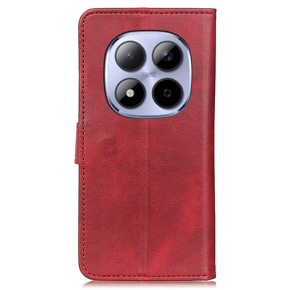For Xiaomi Poco M8 Pro 5G / Redmi Note 15 Pro+ 5G (Global) Case Cowhide Texture Leather Wallet Stand Phone Cover - Red