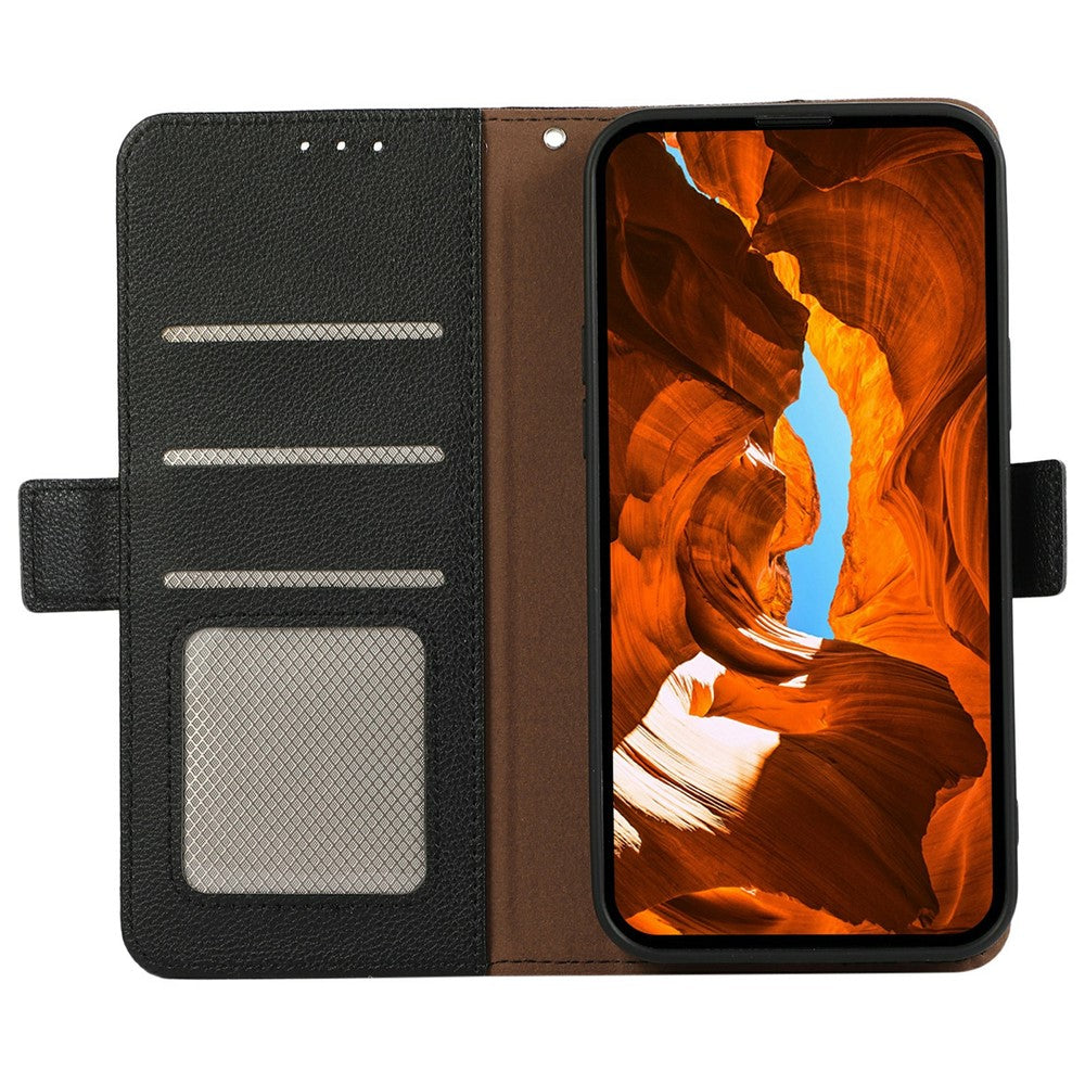 ABEEL For Xiaomi Poco M8 Pro 5G / Redmi Note 15 Pro+ 5G (Global) Case Litchi Texture Leather RFID Blocking Phone Cover - Black