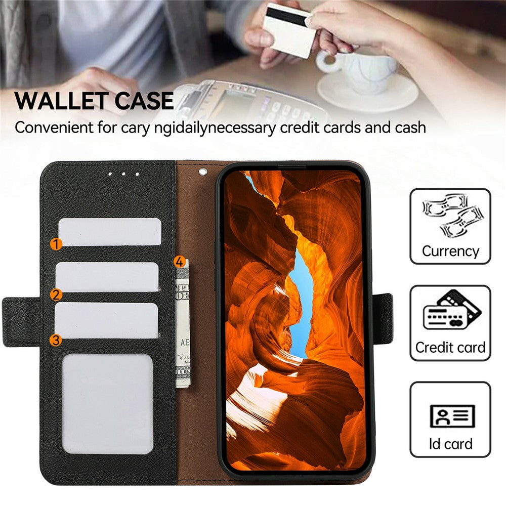 ABEEL For Xiaomi Poco M8 Pro 5G / Redmi Note 15 Pro+ 5G (Global) Case Litchi Texture Leather RFID Blocking Phone Cover - Black