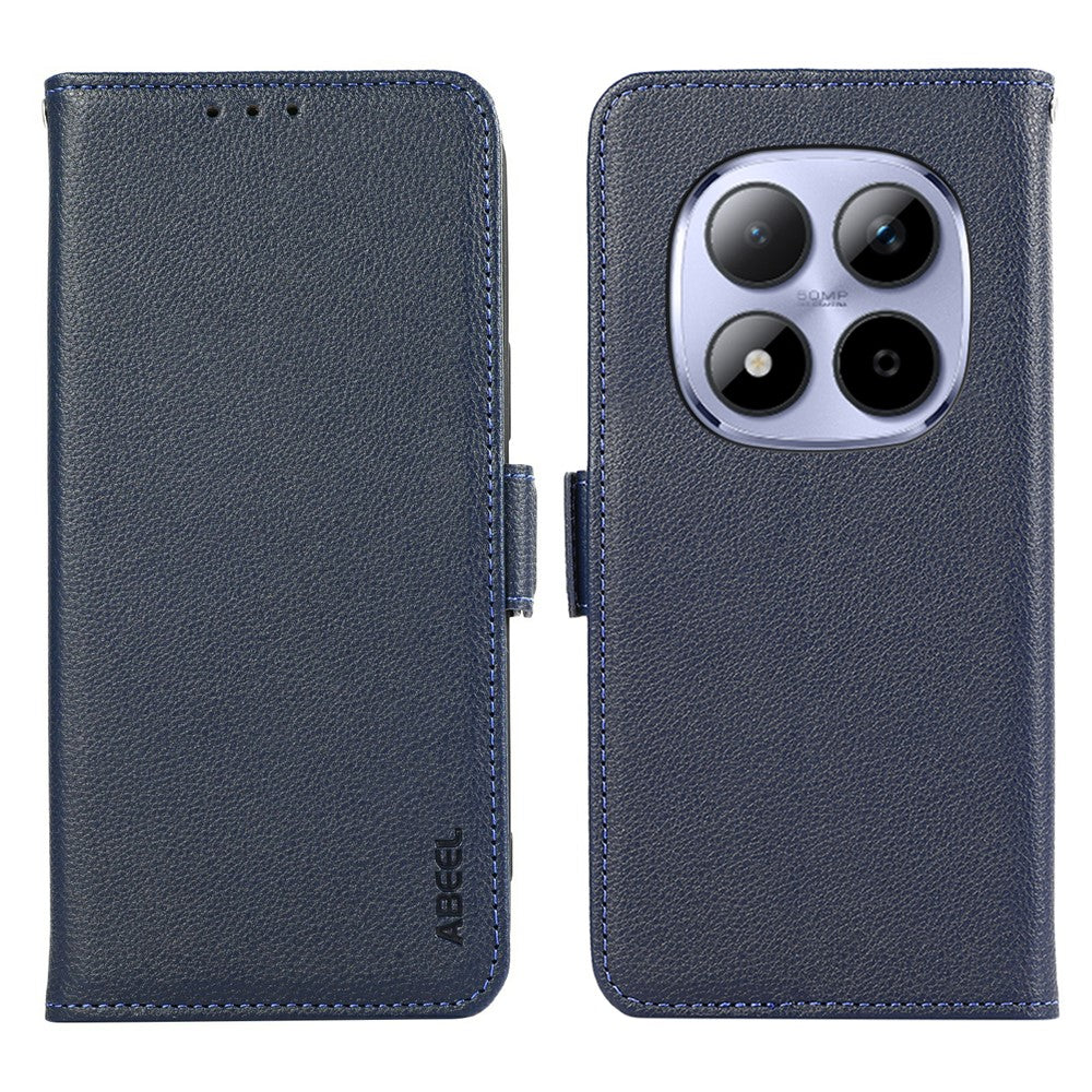 ABEEL For Xiaomi Poco M8 Pro 5G / Redmi Note 15 Pro+ 5G (Global) Case Litchi Texture Leather RFID Blocking Phone Cover - Blue