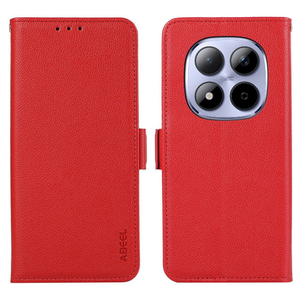ABEEL For Xiaomi Poco M8 Pro 5G / Redmi Note 15 Pro+ 5G (Global) Case Litchi Texture Leather RFID Blocking Phone Cover - Red