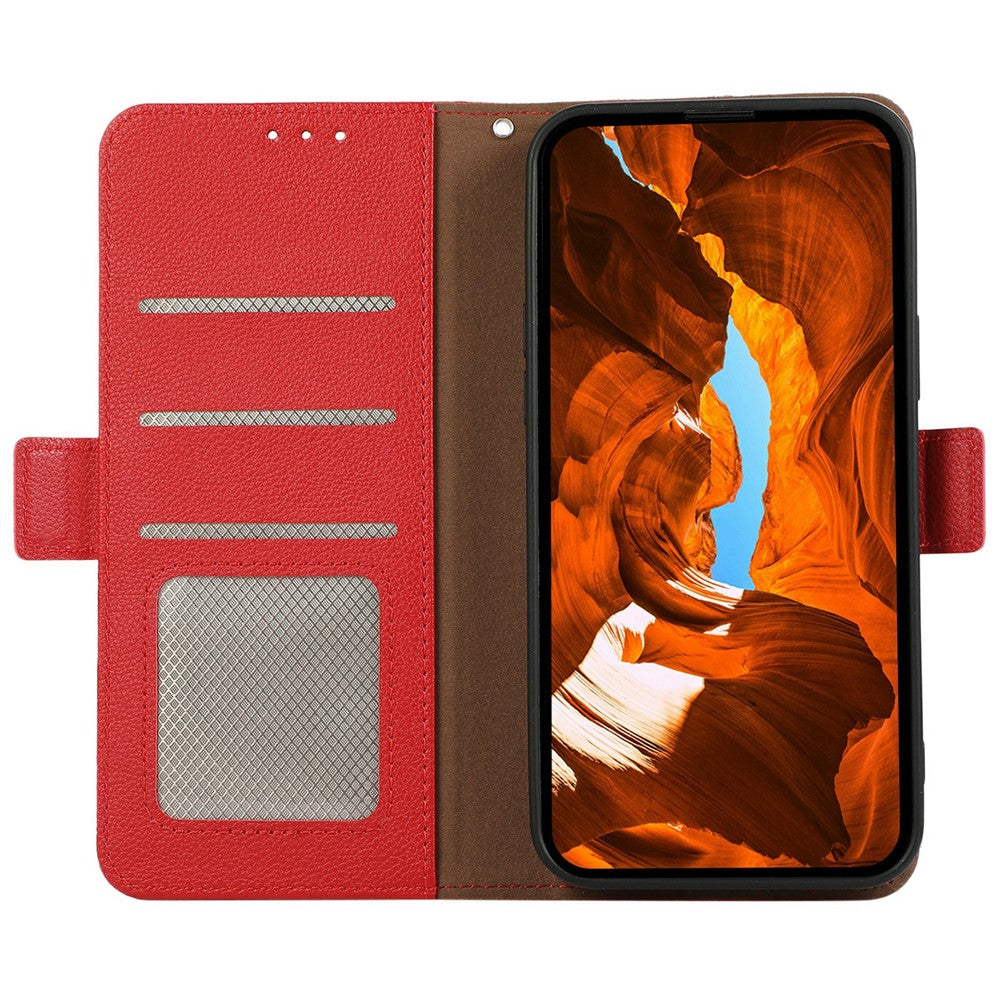 ABEEL For Xiaomi Poco M8 Pro 5G / Redmi Note 15 Pro+ 5G (Global) Case Litchi Texture Leather RFID Blocking Phone Cover - Red