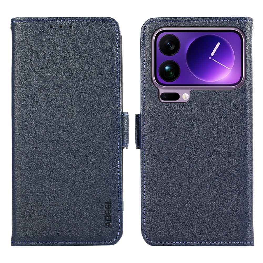ABEEL For Xiaomi 17 Pro Case Litchi Texture Leather RFID Blocking Phone Cover - Blue