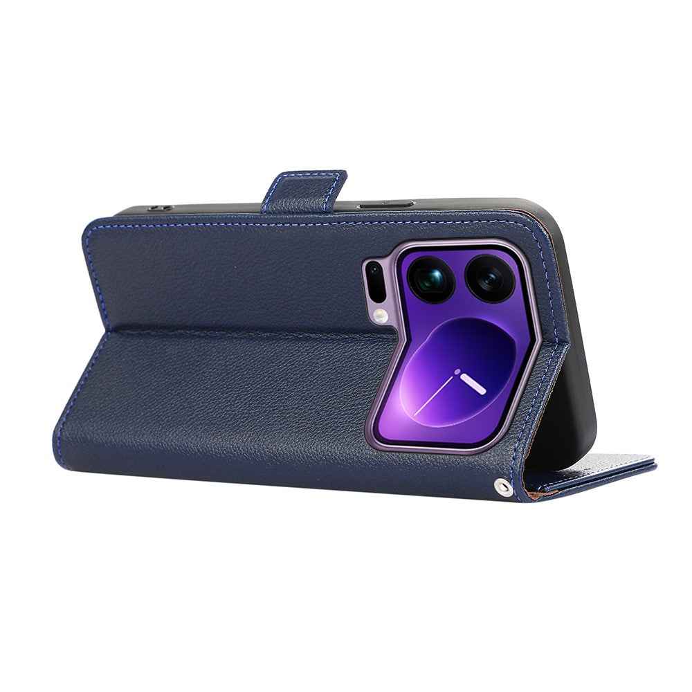 ABEEL For Xiaomi 17 Pro Case Litchi Texture Leather RFID Blocking Phone Cover - Blue