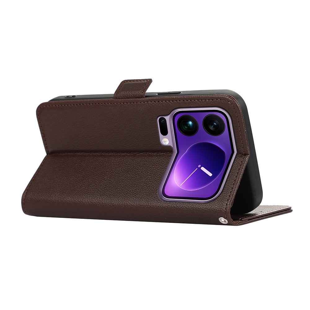 ABEEL For Xiaomi 17 Pro Case Litchi Texture Leather RFID Blocking Phone Cover - Brown