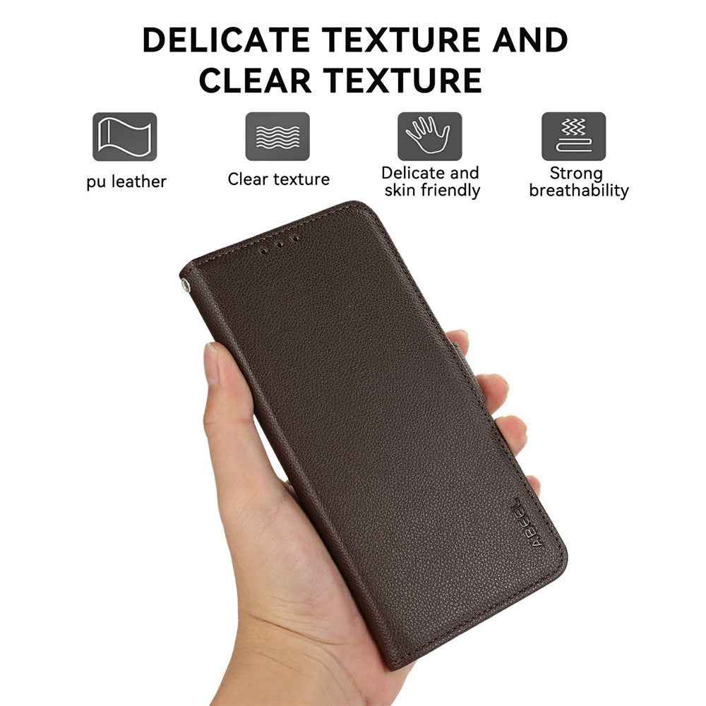 ABEEL For Xiaomi 17 Pro Case Litchi Texture Leather RFID Blocking Phone Cover - Brown