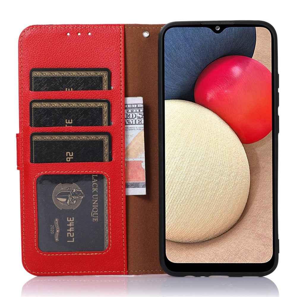 KHAZNEH For Xiaomi 17 Pro Case RFID Blocking Wallet Litchi Texture PU Leather Phone Cover with Strap - Red