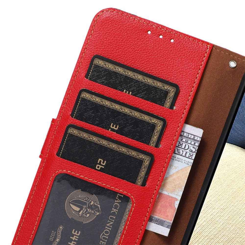 KHAZNEH For Xiaomi 17 Pro Case RFID Blocking Wallet Litchi Texture PU Leather Phone Cover with Strap - Red