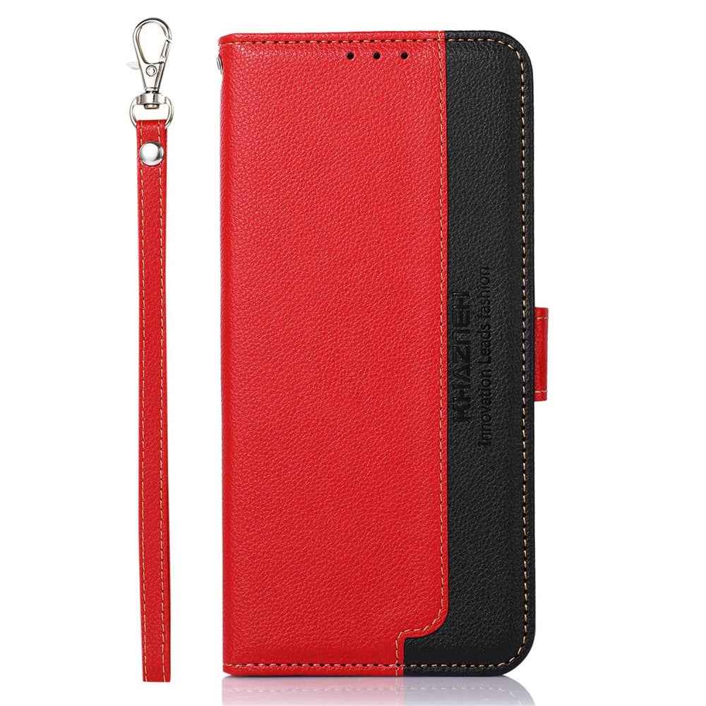 KHAZNEH For Xiaomi 17 Pro Case RFID Blocking Wallet Litchi Texture PU Leather Phone Cover with Strap - Red