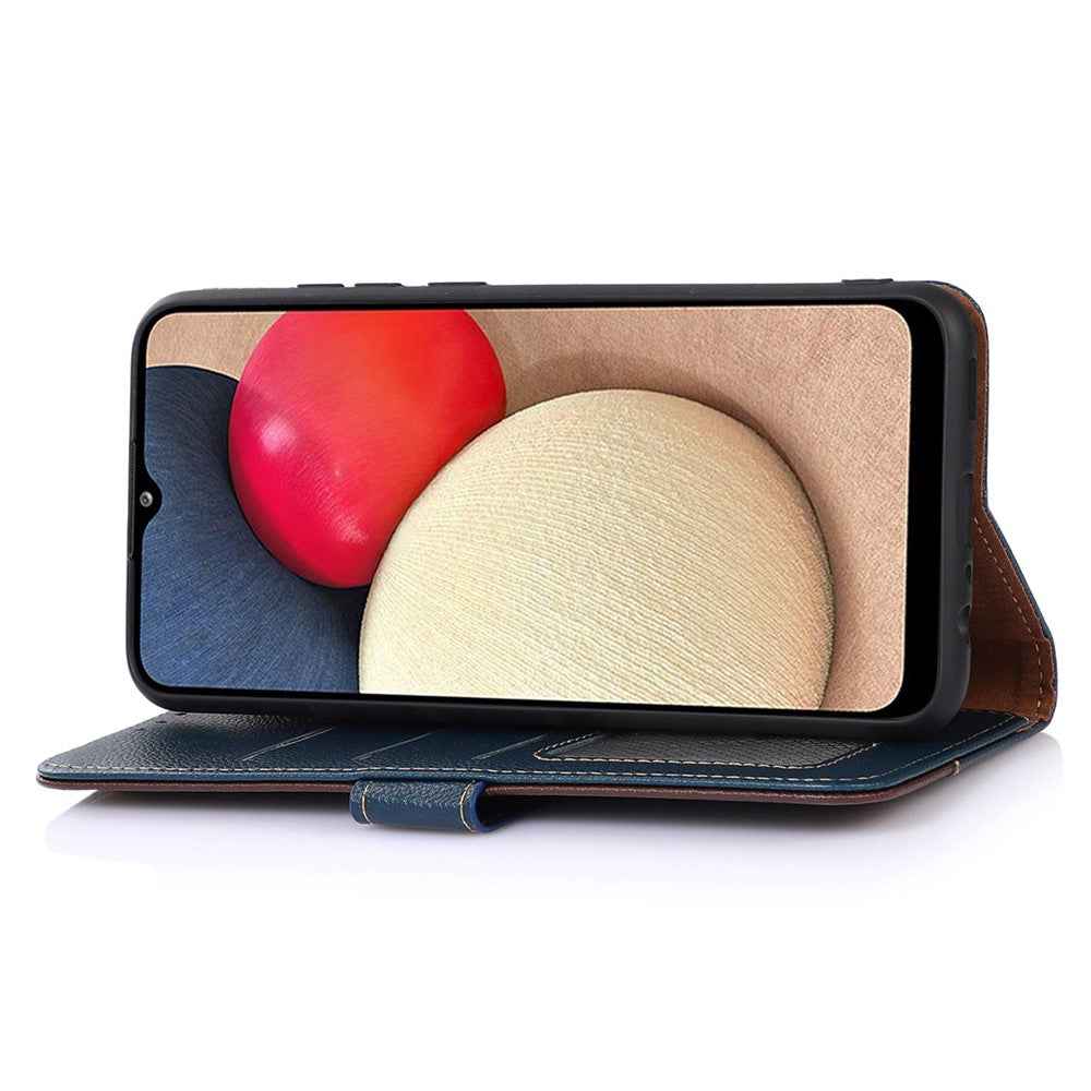 KHAZNEH For Xiaomi 17 Pro Case RFID Blocking Wallet Litchi Texture PU Leather Phone Cover with Strap - Blue