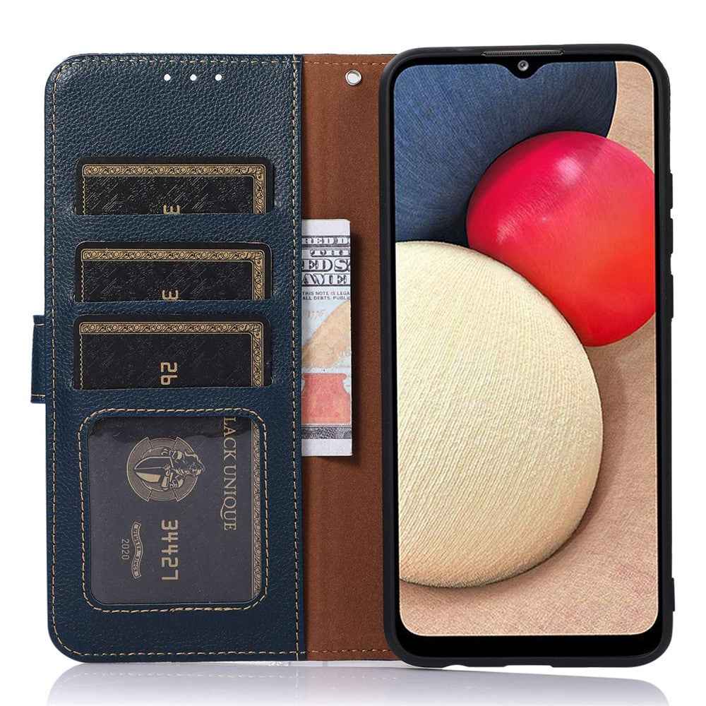 KHAZNEH For Xiaomi 17 Pro Case RFID Blocking Wallet Litchi Texture PU Leather Phone Cover with Strap - Blue