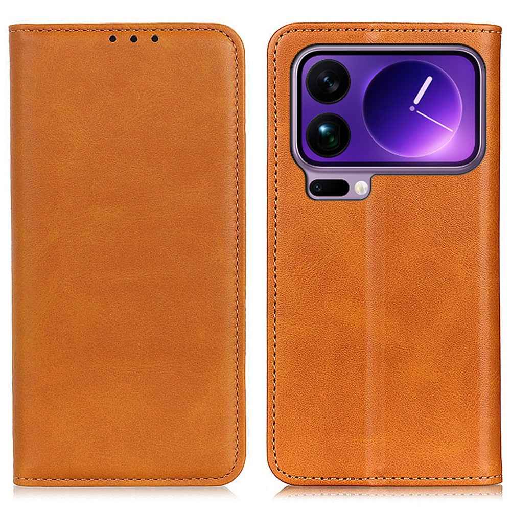 For Xiaomi 17 Pro Case Split Leather Flip Wallet Phone Cover - Brown