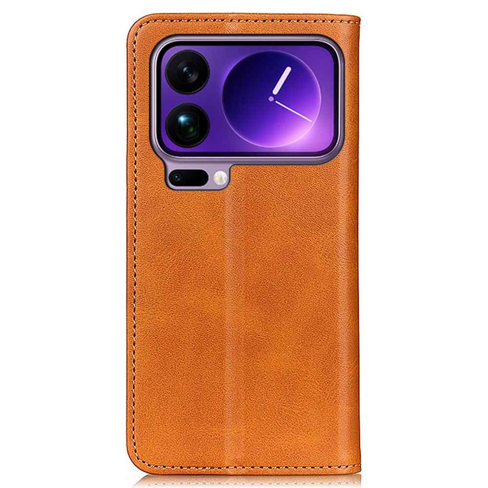 For Xiaomi 17 Pro Case Split Leather Flip Wallet Phone Cover - Brown