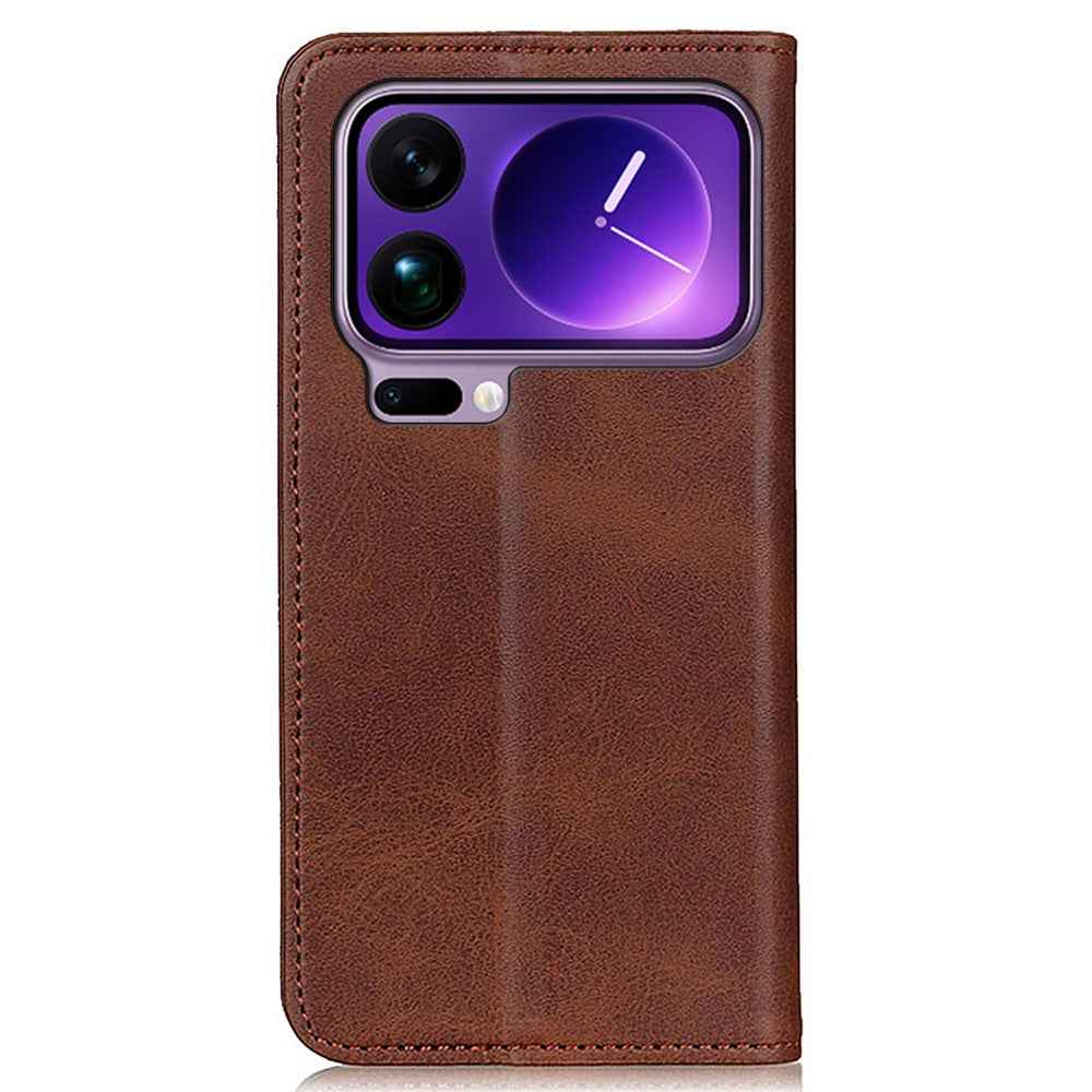 For Xiaomi 17 Pro Case Split Leather Flip Wallet Phone Cover - Coffee
