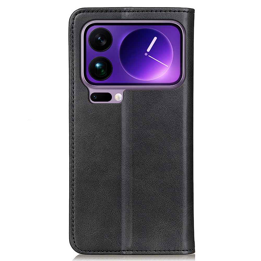 For Xiaomi 17 Pro Case Split Leather Flip Wallet Phone Cover - Black