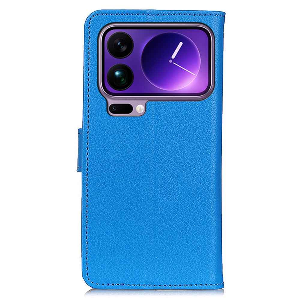 For Xiaomi 17 Pro Wallet Case PU Leather Phone Cover Litchi Texture - Blue