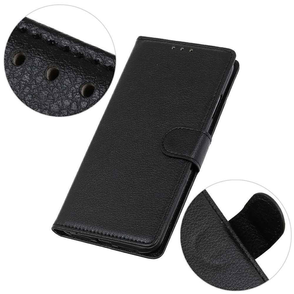 For Xiaomi 17 Pro Wallet Case PU Leather Phone Cover Litchi Texture - Black