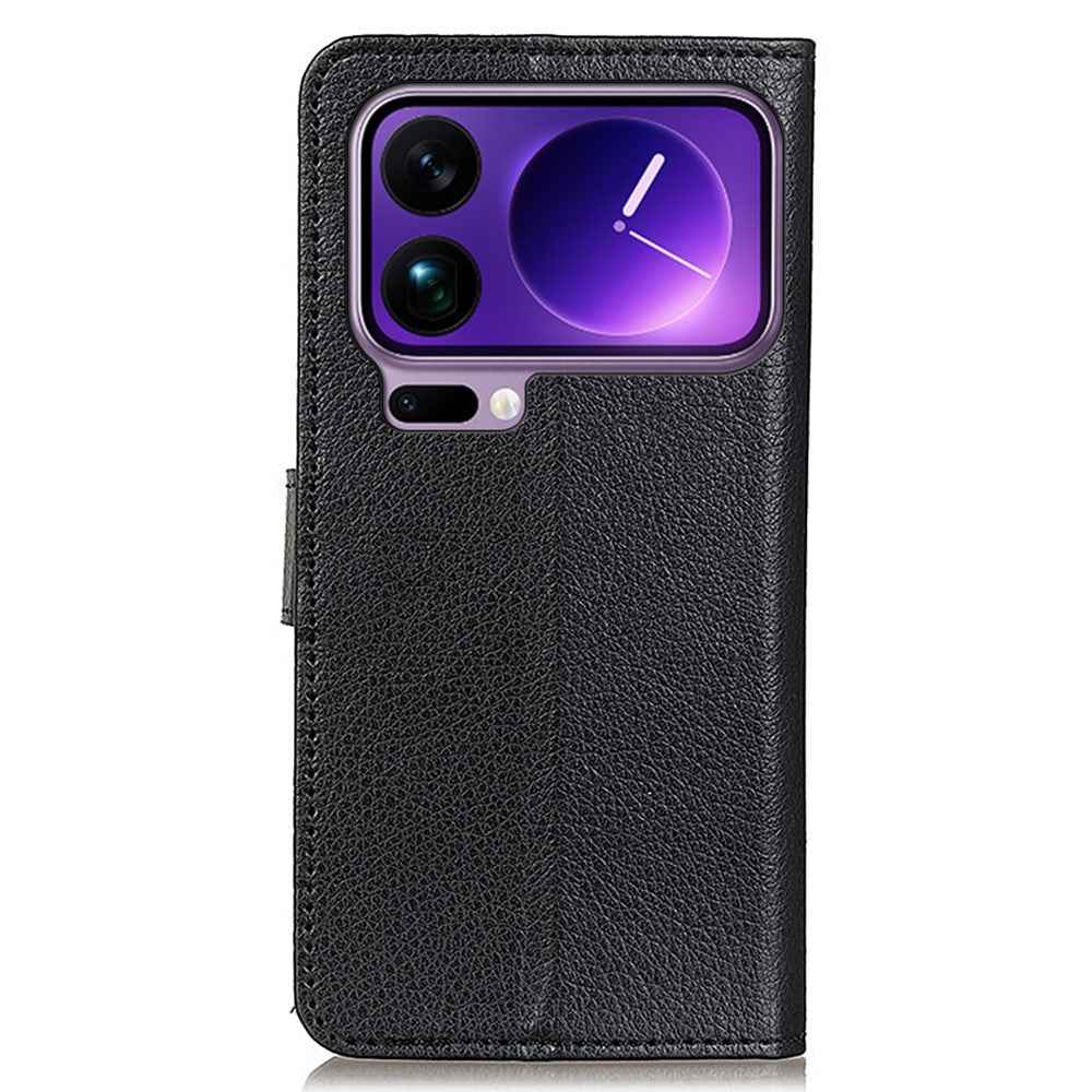 For Xiaomi 17 Pro Wallet Case PU Leather Phone Cover Litchi Texture - Black