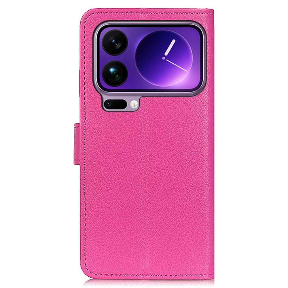 For Xiaomi 17 Pro Wallet Case PU Leather Phone Cover Litchi Texture - Rose
