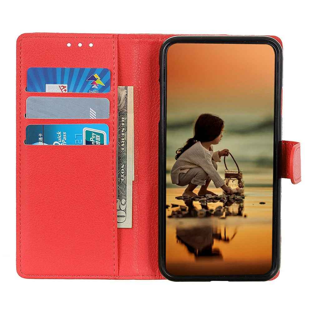 For Xiaomi 17 Pro Wallet Case PU Leather Phone Cover Litchi Texture - Red