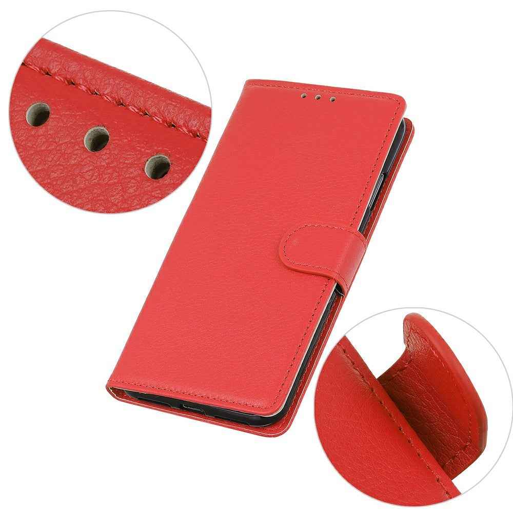 For Xiaomi 17 Pro Wallet Case PU Leather Phone Cover Litchi Texture - Red