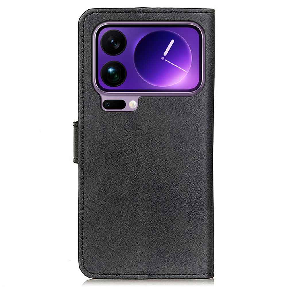 For Xiaomi 17 Pro Case Cowhide Texture Leather Wallet Stand Phone Cover - Black